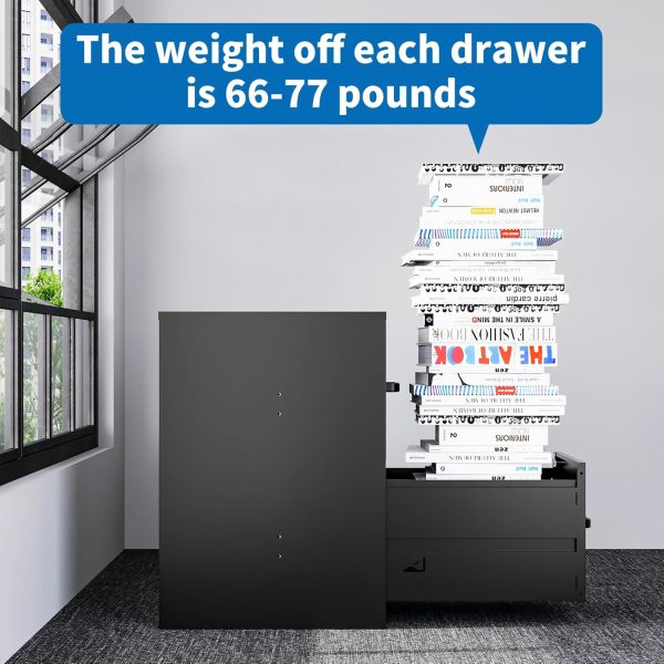 2 Drawer File Cabinet with Lock Vertical Filing Storage Cabinet Office Home Steel Vertical File Cabinets for A4 Legal/Letter Size File Cabinet Locked,Assembly Required - Image 6