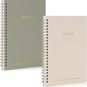 Aesthetic Spiral Notebook Set of 2 For Women and Men - Cute College Ruled 8x6 Bible Study Journal/Notebook with Pockets And Lined Pages - Perfect A5 Supplies to Stay Organized at Work or School