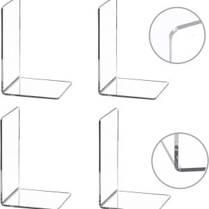 CY craft 4 Pieces Bookends,Clear Acrylic Bookends for Shelves,Heavy Duty Book Ends and Desktop Organizer,Book Stopper for Books/Movies/CDs,7.3x4.8x4.8 inch