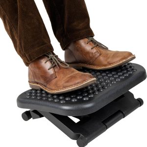 Mind Reader Foot Rest, Under Desk at Work, Ergonomic, Height Adjustable, Office, Plastic, 18"L x 13.5"W x 6.5"H, Black